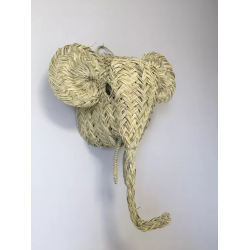 DECORATIVE ELEPHANT HEAD - WICKER - ESPARTO GRASS