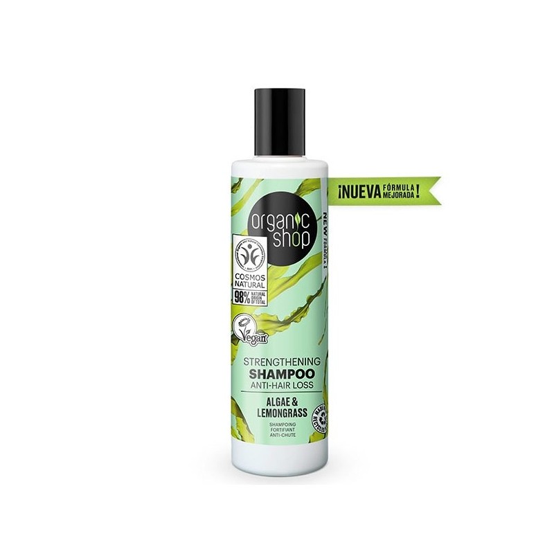 STRENGTHENING ANTI-HAIR LOSS SHAMPOO - ALGAE AND CITRONELLA OIL - ORGANIC SHOP - NATURAL - VEGAN - 280ml-NATURAL SHAMPOOS-HOSTENATURA