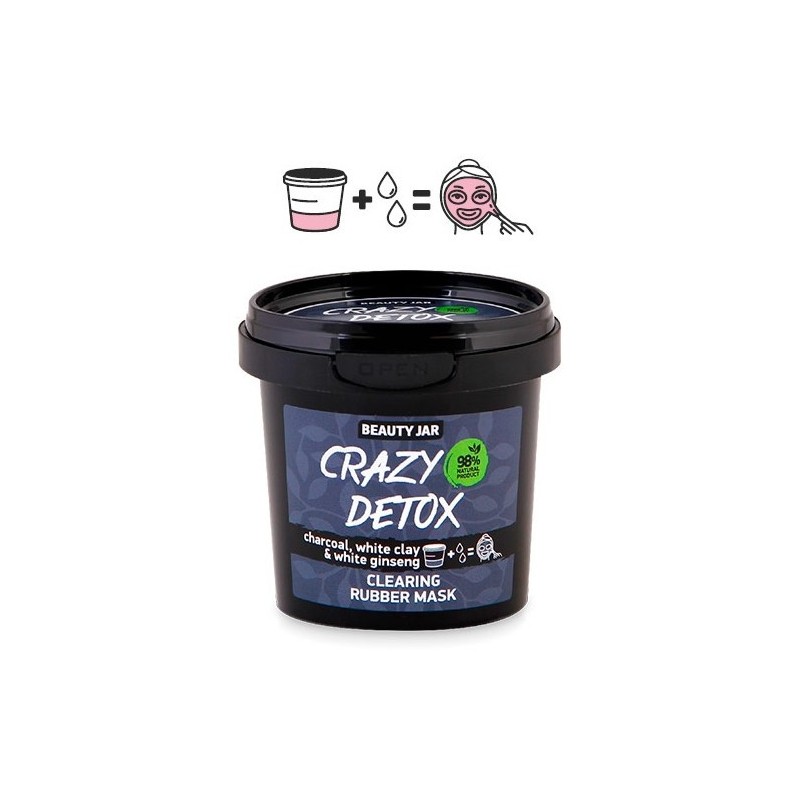 PEEL-OFF DETOX MASKER - ALGINAAT EN HOUTSKOOL - CRAZY DETOX - BEAUTY POT - NATUURLIJKE EN BIOLOGISCHE INGREDIËNTEN - 20gr-MASKERS-HOSTENATURA