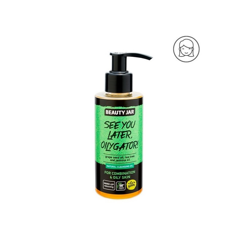 FACIAL CLEANSING OIL FOR COMBINATION AND OILY SKIN - GRAPE AND TEA TREE - SEE YOU LATER, OILYGATOR! - BEAUTY JAR - NATURAL - 65g-BODY OILS-HOSTENATURA