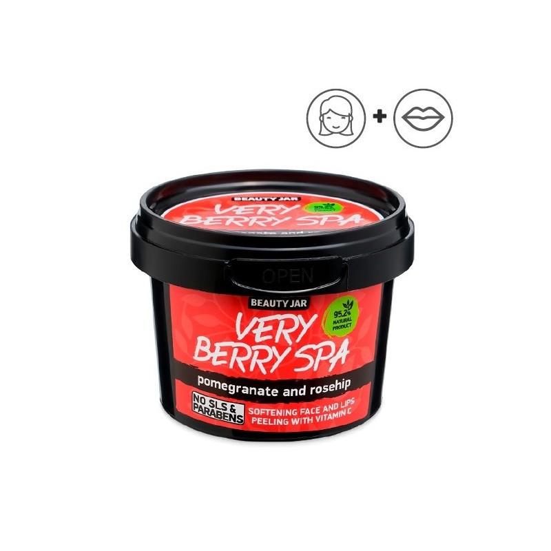 GEZICHTS- EN LIPVERZACHTENDE PEEL - GRANAATAPPEL EN ROZENbottel - VERY BERRY SPA - BEAUTY POT - NATUURLIJK - 120gr-GEZICHTSSCRUBLES-HOSTENATURA