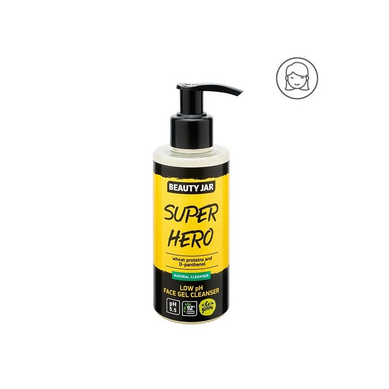 GEL DE LIMPEZA FACIAL DE BAIXO PH - PROTEÍNAS DE TRIGO E D-PANTENOL - SUPER HERO - FRASCO DE BELEZA - NATURAL - 150ml-ÓLEOS CORPORAIS-HOSTENATURA