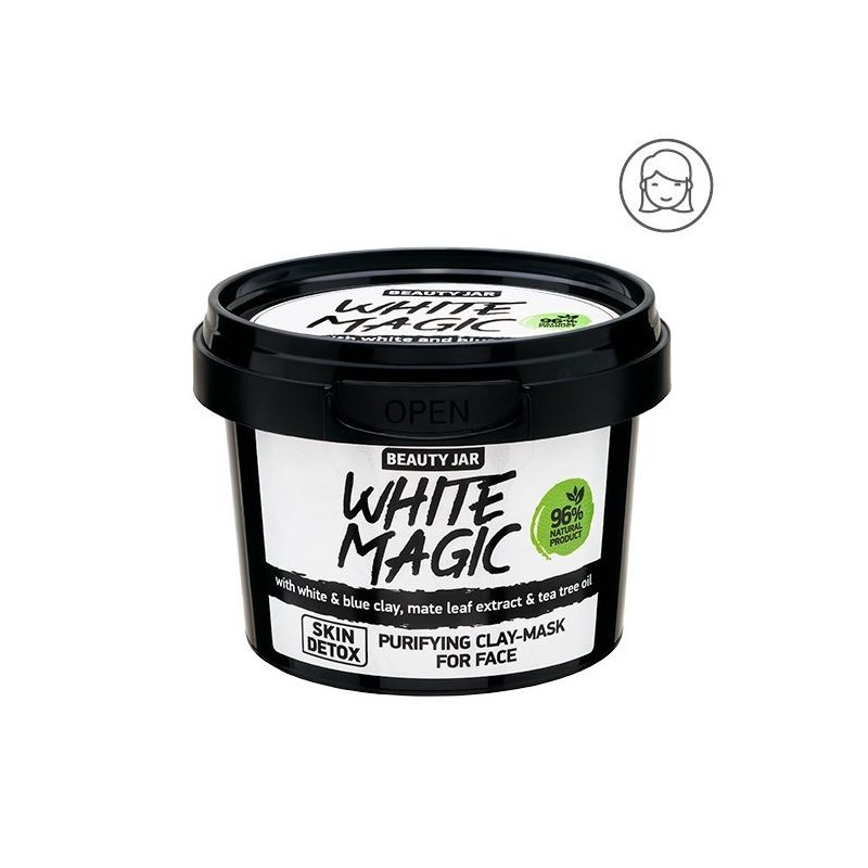 MASCHERA VISO PURIFICANTE - ARGILLE E FOGLIE DI MATE - WHITE MAGIC - BEAUTY JAR - NATURALE - 140gr-MASCHERE-HOSTENATURA