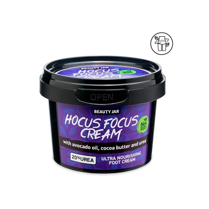 CREME DE PÉS ULTRA NUTRITIVO - ABACATE E URÉIA 20% - HOCUS FOCUS CREAM - BEAUTY JAR - NATURAL - 100ml-CUIDADOS COM OS PÉS-HOSTENATURA