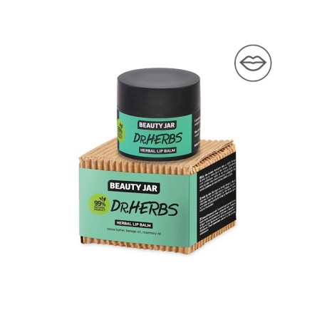 BÁLSAMO DE LABIOS HERBAL - CACAO Y BORAGO - Dr. HERBS - BEAUTY JAR - NATURAL - 15ml