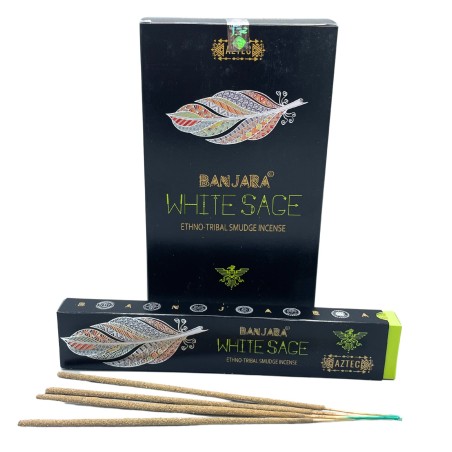 Incienso de Fumigación Banjara Tribal - Salvia Blanca - Hecho a Mano - Hecho en India - 1 cajetilla 15gr.