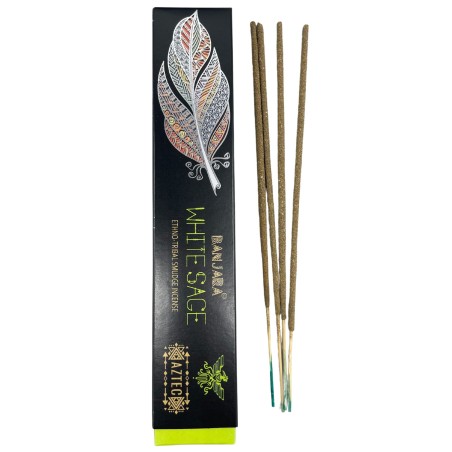 Incienso de Fumigación Banjara Tribal - Salvia Blanca - Hecho a Mano - Hecho en India - 1 cajetilla 15gr.