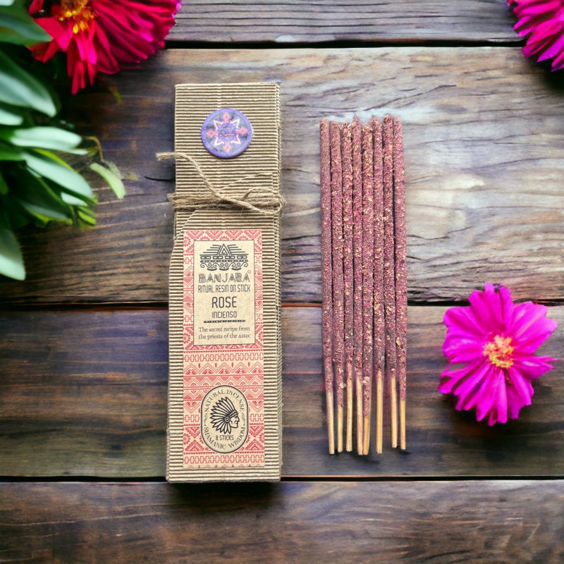 Bastoncini di incenso in resina per rituali - Rosa - Fatto a mano in India - Naturale - Saggezza Sciamanica - Banjara - 8 baston-INCENSO BANJARA-HOSTENATURA