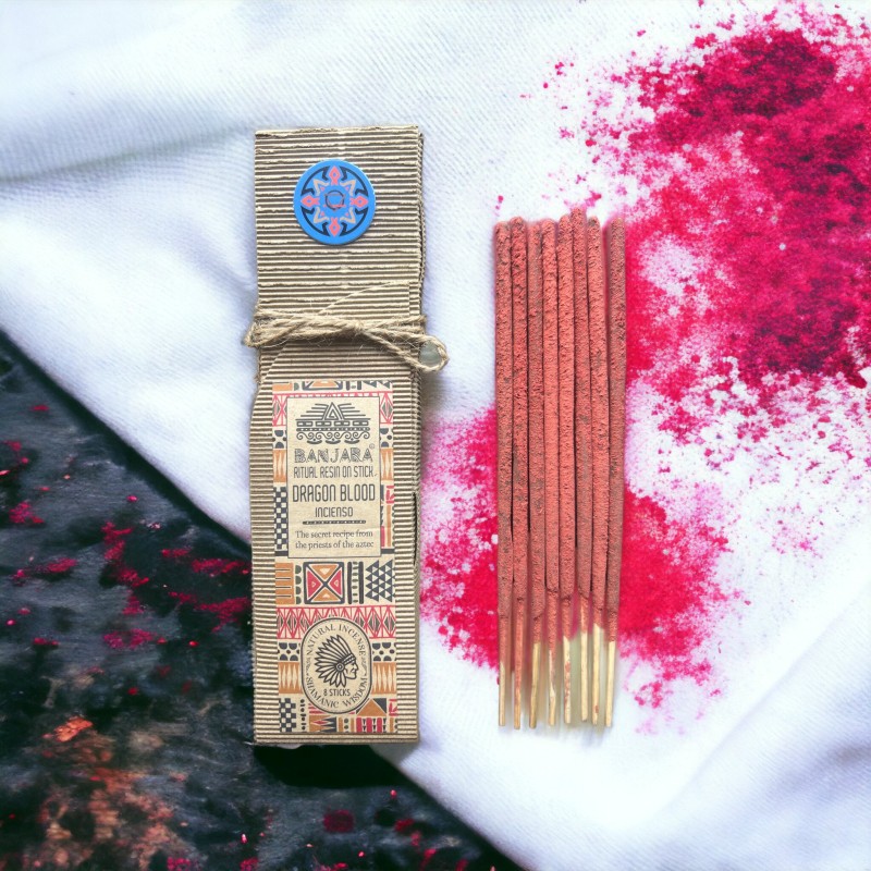 Bastoncini di incenso in resina rituale - Sangue di drago - Fatto a mano - Naturale - Saggezza sciamanica - Banjara - 8 bastonci-INCENSO BANJARA-HOSTENATURA