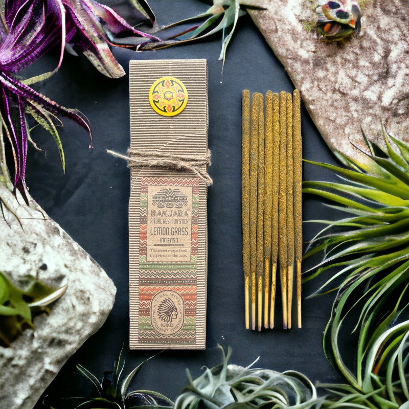 Incense Resin Sticks Rituals - Lemongrass - Handmade - Natural - Shamanic Wisdom - Banjara - 8 sticks-BANJARA INCENSE-HOSTENATURA