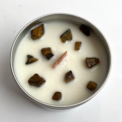 SOY CANDLE IN ALUMINUM - COCONUT WITH TIGER'S EYE - FRI - HANDMADE IN THE UK - 200gr - 22 hours