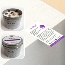 CANDELA DI SOIA IN ALLUMINIO - LAVANDA CON AMETISTA - VEN - FATTA A MANO NEL REGNO UNITO - 200gr - 22 ore