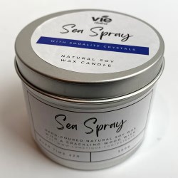 SOY CANDLE IN ALUMINUM - MARINE SPRAY WITH SODALITE - VIE - HANDMADE IN THE UK - 200gr - 22 hours