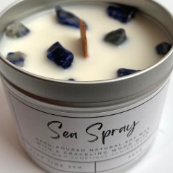 SOY CANDLE IN ALUMINUM - MARINE SPRAY WITH SODALITE - VIE - HANDMADE IN THE UK - 200gr - 22 hours