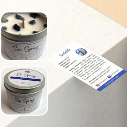 SOY CANDLE IN ALUMINUM - MARINE SPRAY WITH SODALITE - VIE - HANDMADE IN THE UK - 200gr - 22 hours