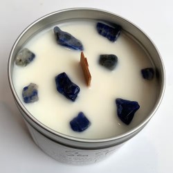 SOY CANDLE IN ALUMINUM - MARINE SPRAY WITH SODALITE - VIE - HANDMADE IN THE UK - 200gr - 22 hours