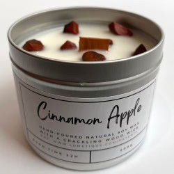 SOY CANDLE IN ALUMINUM - APPLE AND CINNAMON WITH RED JASPER - VIE - HANDMADE IN THE UK - 200gr - 22 hours