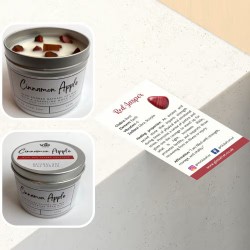 SOY CANDLE IN ALUMINUM - APPLE AND CINNAMON WITH RED JASPER - VIE - HANDMADE IN THE UK - 200gr - 22 hours