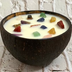 VELA DE CASCA DE COCO - CHAKRA - SEXTA - FEITA À MÃO NO REINO UNIDO - 200gr - 20 - 30 horas