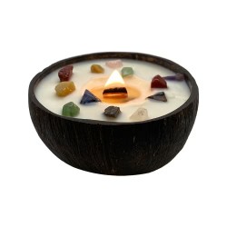 COCONUT SHELL CANDLE - CHAKRA - VIE - HANDMADE IN THE UK - 200gr - 20 - 30 hours