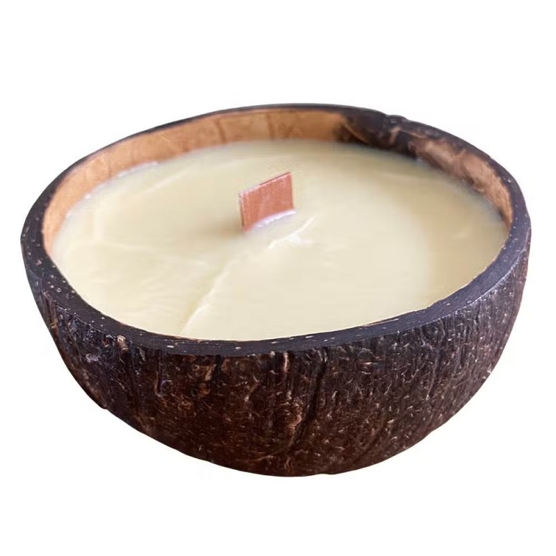 CANDELA IN GUSCIO DI COCCO - COCO - FRI - FATTA A MANO NEL REGNO UNITO - 200gr - 20 - 30 ore-CANDELE ARTIGIANALI VEN-HOSTENATURA