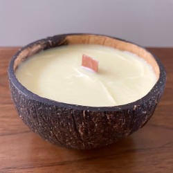 VELA DE CASCA DE COCO - MAÇÃ E CANELA - SEXTA - FEITA À MÃO NO REINO UNIDO - 200gr - 20 - 30 horas