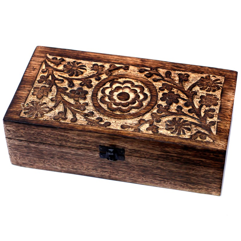 Aromatherapy Box Mango - Floral (holds 32)-AROMATHERAPY BOXES MANGO WOOD-HOSTENATURA