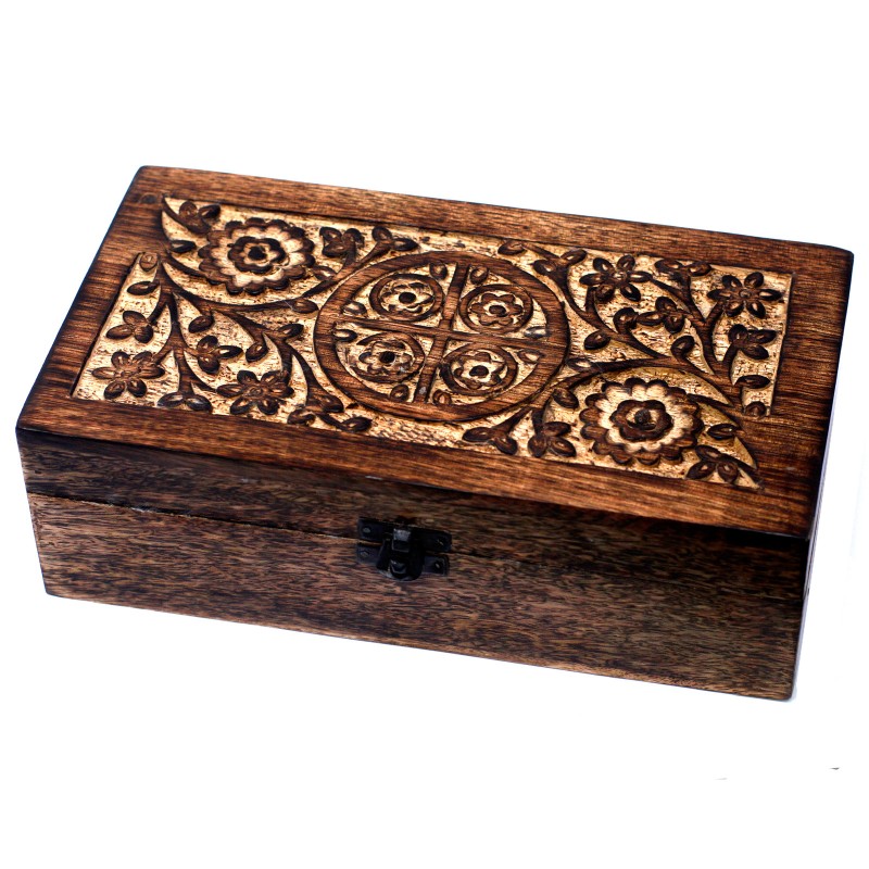 Mango - Floral Aromatherapy Box (holds 24+1)-AROMATHERAPY BOXES MANGO WOOD-HOSTENATURA