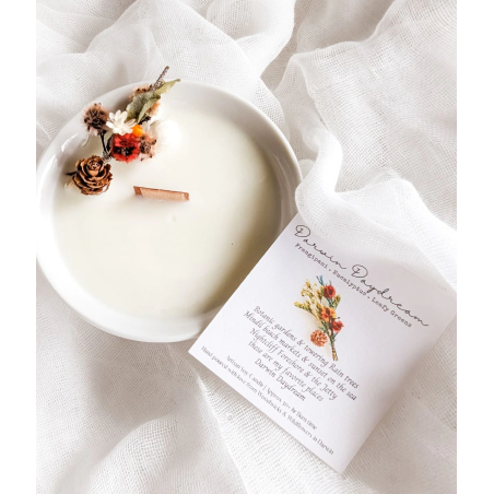 VELA DE CREME DE DARWIN VELA ARTESANAL - O SONHO DE DARWIN - WOODWICKS & WILDFLOERS - FEITO À MÃO NA AUSTRÁLIA