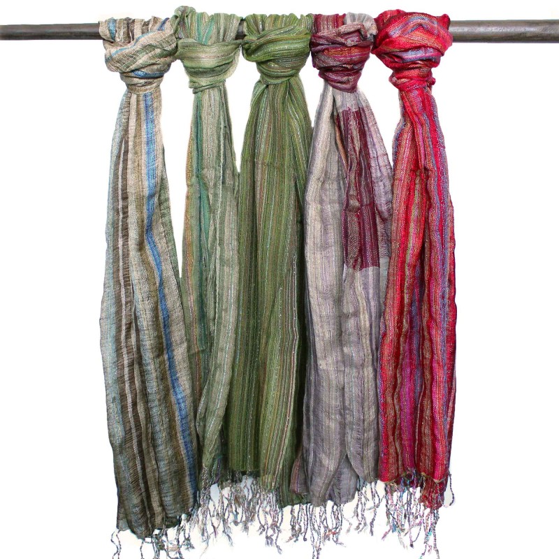 Indian Bohemian Scarves - 22x72cm - Random Greens - 100% Cotton - 1 unit-INDIAN BOHEMIAN SCARVES-HOSTENATURA