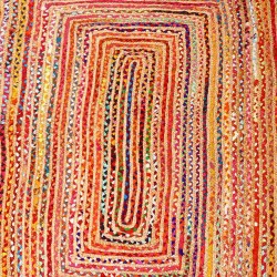 COVOR COLORATO DE IUTĂ ESHA RUNNER - 120x180cm - BUMBAC ȘI IUTĂ - FĂCUT MÂNĂ ÎN INDIA