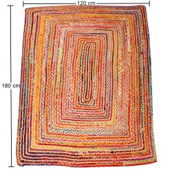 ALFOMBRAS DE YUTE ESHA RUNNER DE CORES - 120x180cm - ALGODÓN E YUTE - FEITA A MAN EN INDIA