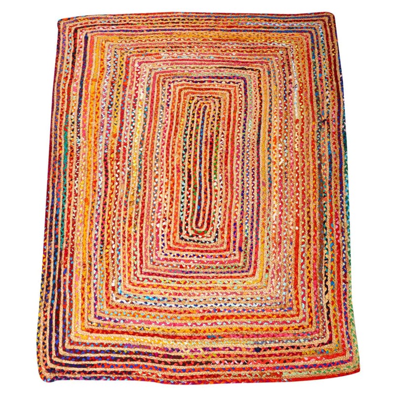 COLORFUL ESHA RUNNER JUTE RUG - 120x180cm - COTTON AND JUTE - HANDMADE IN INDIA-INDIAN CARPETS-HOSTENATURA