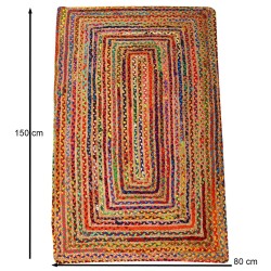 COVOR COLORATO DE IUTĂ ESHA RUNNER - 80x150cm - BUMBAC ȘI IUTĂ - FĂCUT MÂNĂ ÎN INDIA