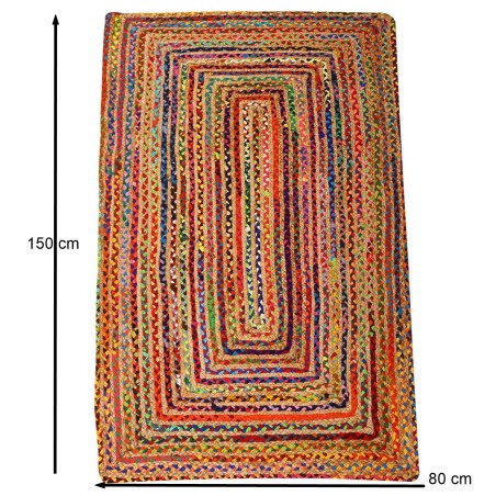 ALFOMBRA DE YUTE ESHA RUNNER COLORIDA - 80x150cm - ALGODÓN Y YUTE - HECHO A MANO EN INDIA