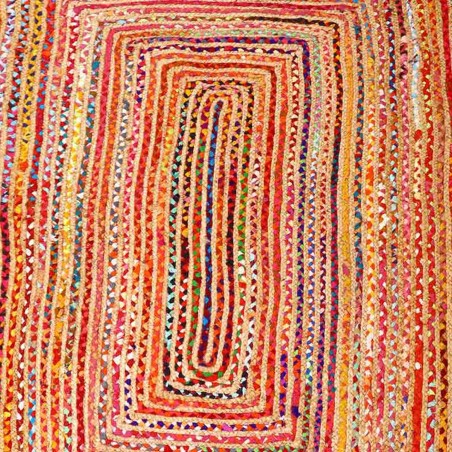 ALFOMBRA DE YUTE ESHA RUNNER COLORIDA - 80x150cm - ALGODÓN Y YUTE - HECHO A MANO EN INDIA