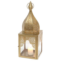 PORTAVELAS ORIENTAL MODENA ORO M - 45x15x15cm - FAROL ESTILO MARROQUÍ