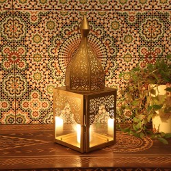 BOUGEOIR ORIENTAL MODENA GOLD M - 45x15x15cm - LANTERNE DE STYLE MAROCAIN