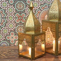 BOUGEOIR ORIENTAL MODENA GOLD M - 45x15x15cm - LANTERNE DE STYLE MAROCAIN