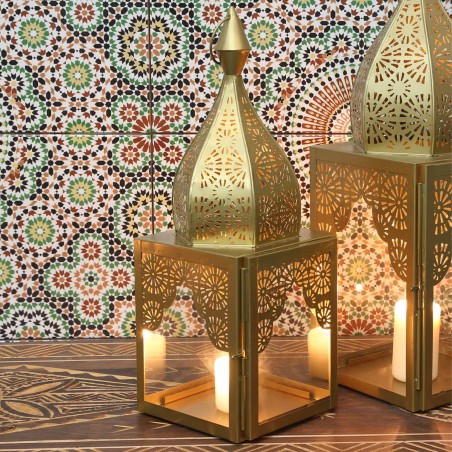 OOSTERSE KANDELAAR MODENA GOUD M - 45x15x15cm - LANTAARN IN MAROKKAANSE STIJL