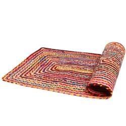 ALFOMBRAS DE YUTE ESHA RUNNER DE COLOR - 60x110cm - ALGODÓN E YUTE - FEITA A MAN EN INDIA