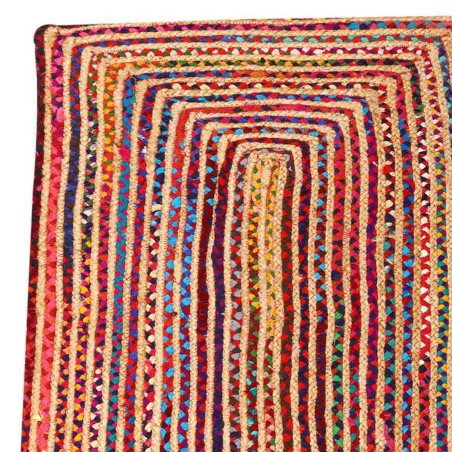 TAPIS COLORÉ ESHA RUNNER JUTE - 60x110cm - COTON ET JUTE - FAIT MAIN EN INDE