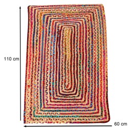 COVOR COLORATO DE IUTĂ ESHA RUNNER - 60x110cm - BUMBAC ȘI IUTĂ - FĂCUT MÂNĂ ÎN INDIA