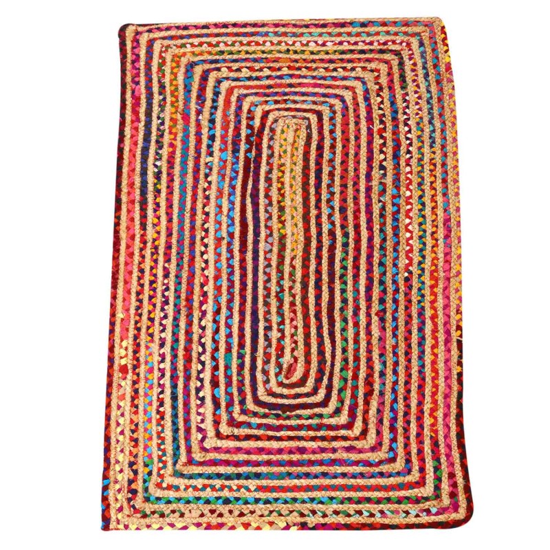 COVOR COLORATO DE IUTĂ ESHA RUNNER - 60x110cm - BUMBAC ȘI IUTĂ - FĂCUT MÂNĂ ÎN INDIA-COVOARE INDIENE-HOSTENATURA