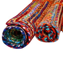 COVOR COLORATO DE IUTĂ ESHA RUNNER - 60x110cm - BUMBAC ȘI IUTĂ - FĂCUT MÂNĂ ÎN INDIA