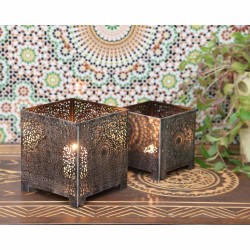 FEZ OOSTERSE LANTAARN - SET VAN 2 KANDELAARS - 14x13x13cm - MAROKKAANSE STIJL