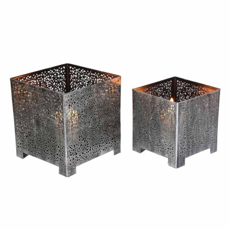 FAROL ORIENTAL FEZ - JUEGO DE 2 PORTAVELAS - 14x13x13cm - ESTILO MARROQUÍ