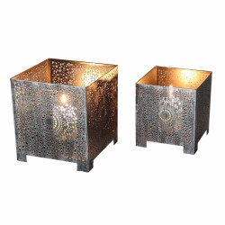 FEZ OOSTERSE LANTAARN - SET VAN 2 KANDELAARS - 14x13x13cm - MAROKKAANSE STIJL