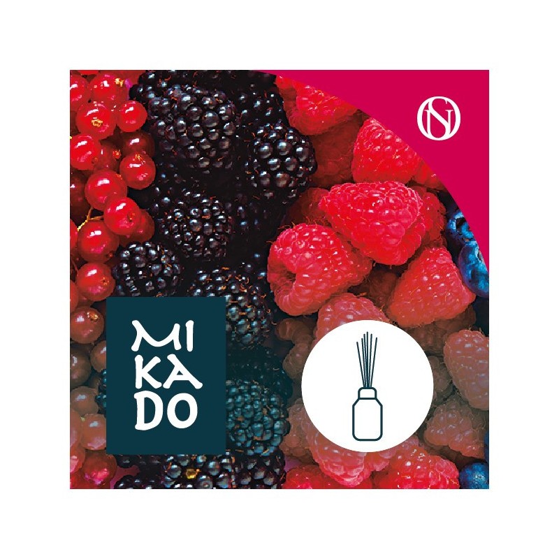 AMBIENTADOR MIKADO FRUITS VERMELLS 100ML-DIFUSOR DE VARETES AMB OLIS ESSENCIALS 200 ML-HOSTENATURA