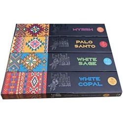 Encens Tribal Soul - Assortiment - Myrrh - Pal Sant - White Sage - White Copal - 4 Caixes x 15g -